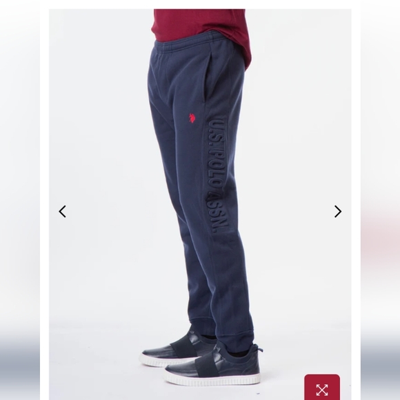 Men's U.S. Polo Ralph Lauren Assn. Jogger Sweatpants Navy Blue & Red Logo NWT - Picture 3 of 6